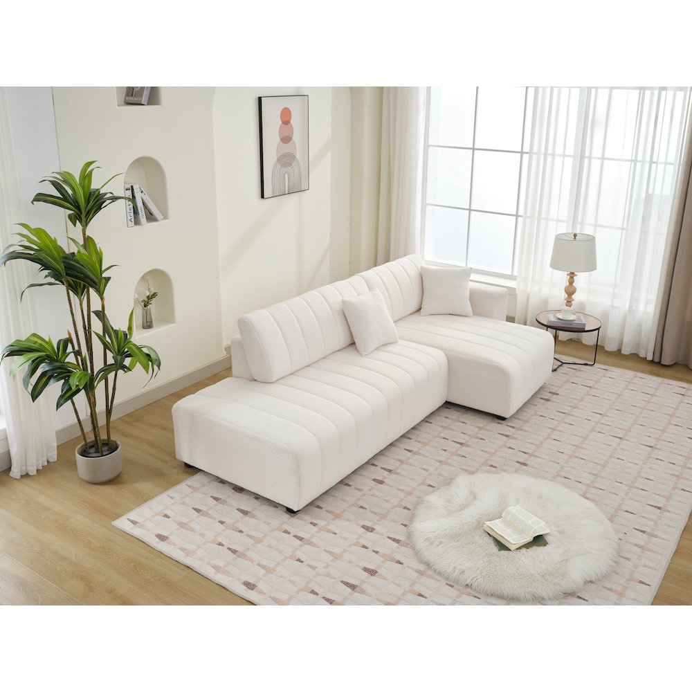 Nargis Lamb Wool Sectional Sofa With Chaise. Picture 12