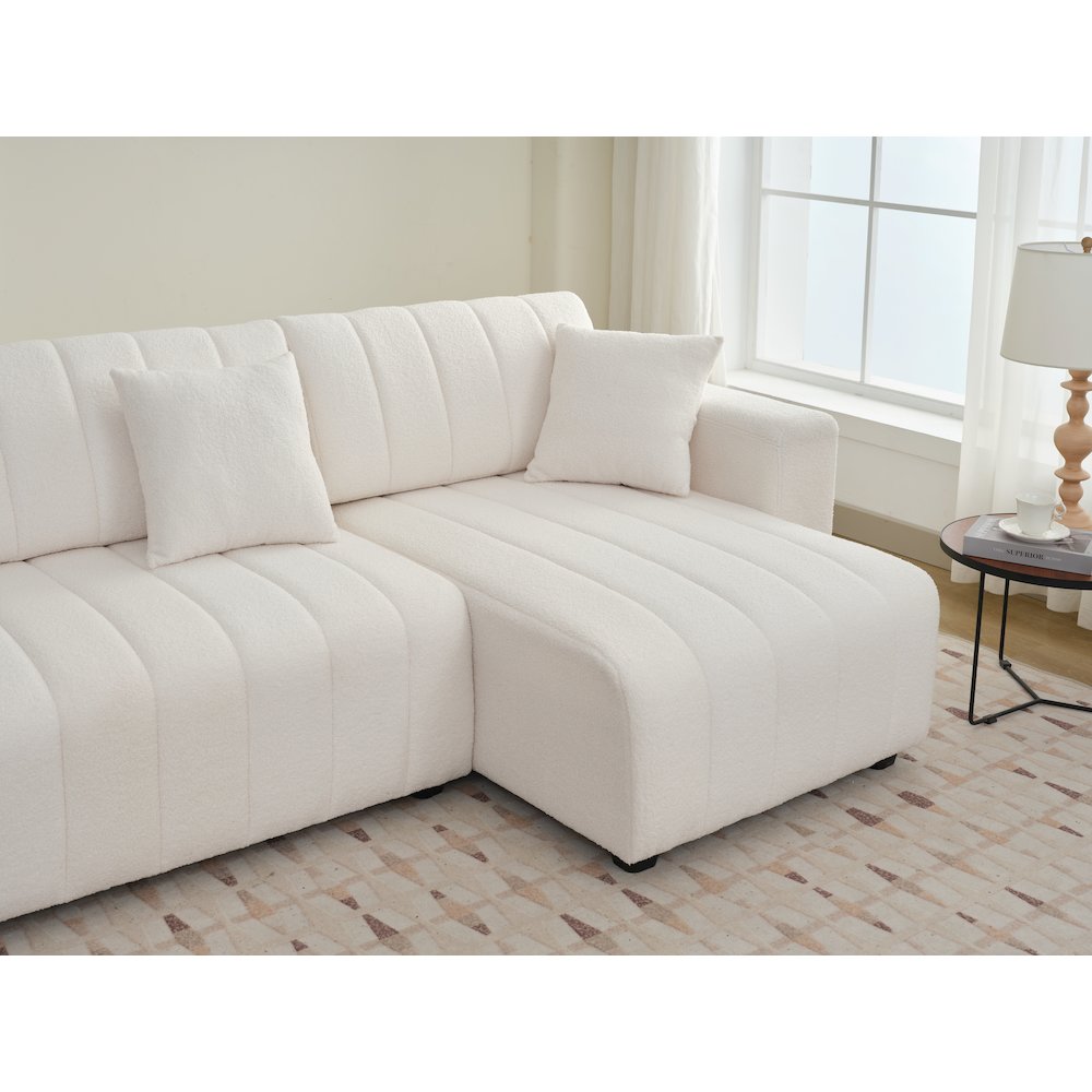 Nargis Lamb Wool Sectional Sofa With Chaise. Picture 14