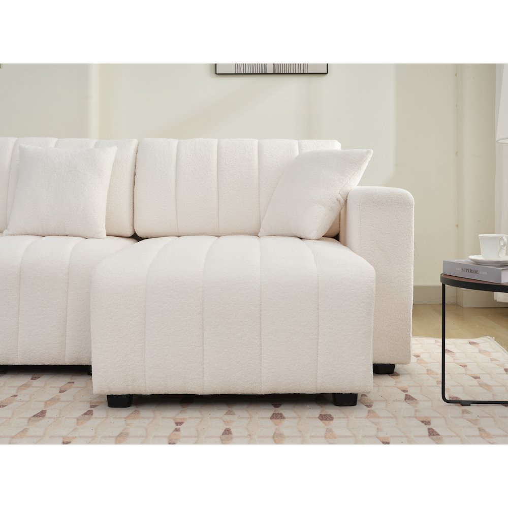 Nargis Lamb Wool Sectional Sofa With Chaise. Picture 15