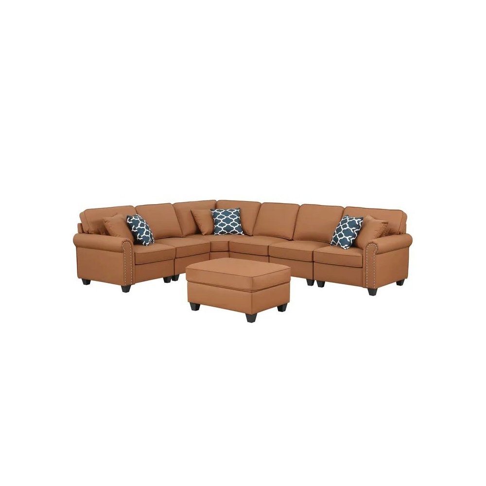 Bozhanka Artificial Leather Modular Sectional With Ottoman. Picture 1