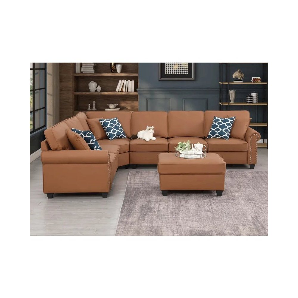 Bozhanka Artificial Leather Modular Sectional With Ottoman. Picture 6