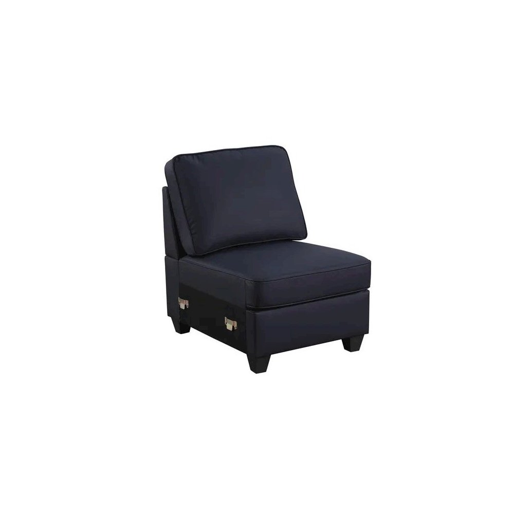 Ella Faux Leather Modular Sectional Sofa with ottoman and cupholder console. Picture 2