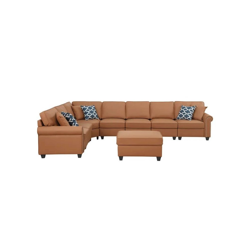 Bouke Artificial Leather Modular Sofa Sectional With Ottoman. Picture 3