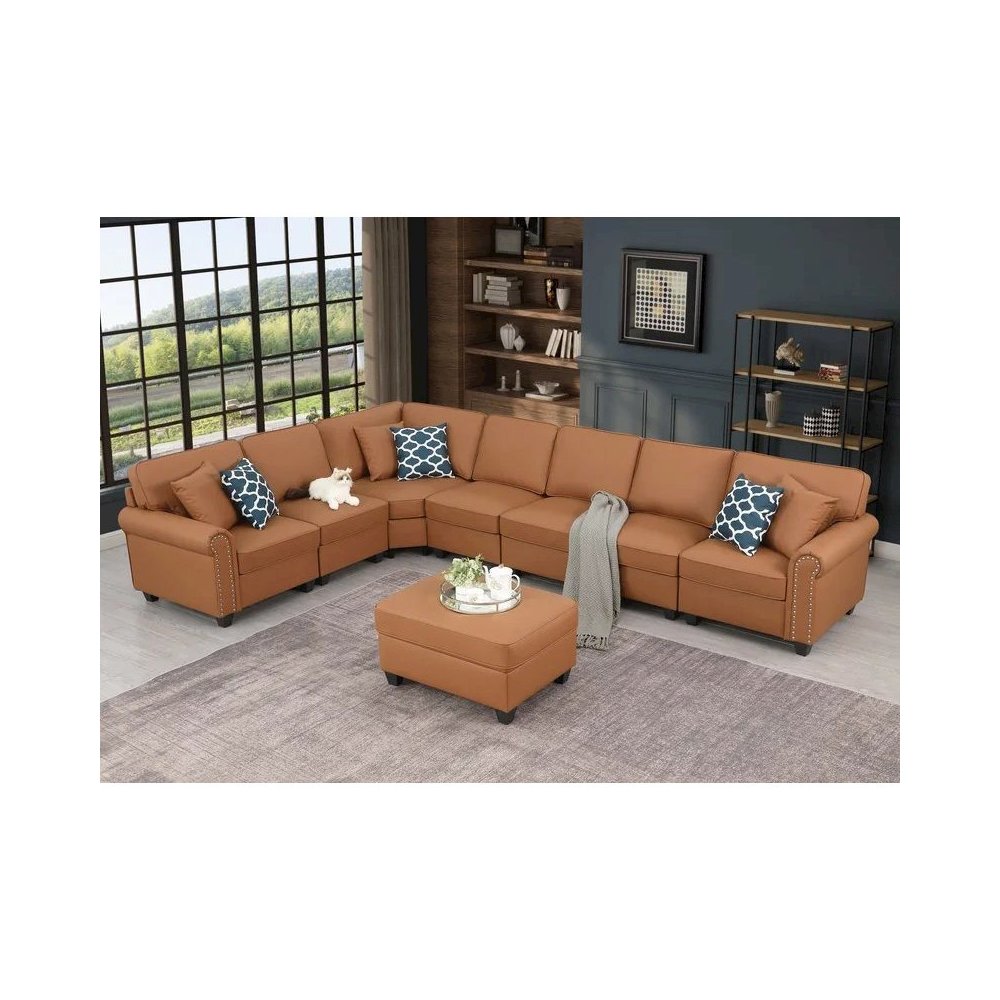 Bouke Artificial Leather Modular Sofa Sectional With Ottoman. Picture 5