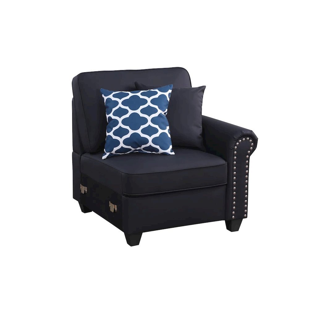 Ella Faux Leather Modular Sectional Sofa with ottoman and cupholder console. Picture 10