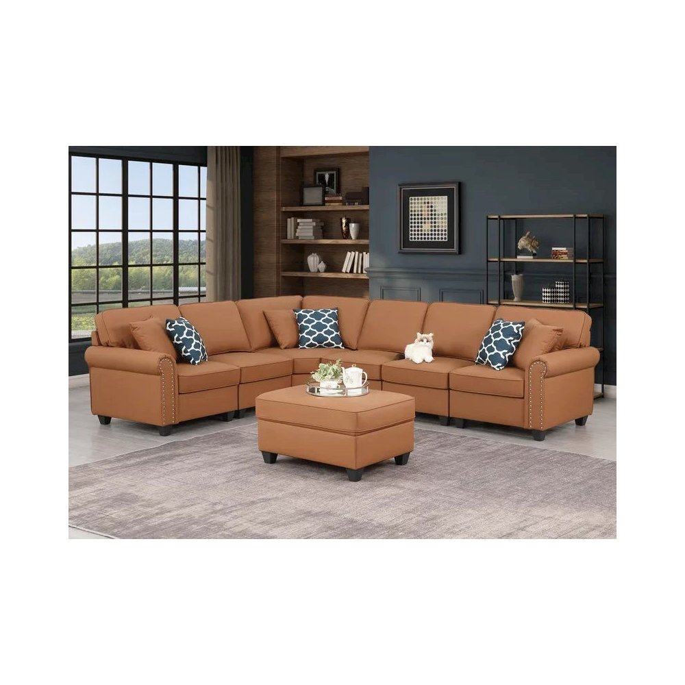 Bozhanka Artificial Leather Modular Sectional With Ottoman. Picture 4
