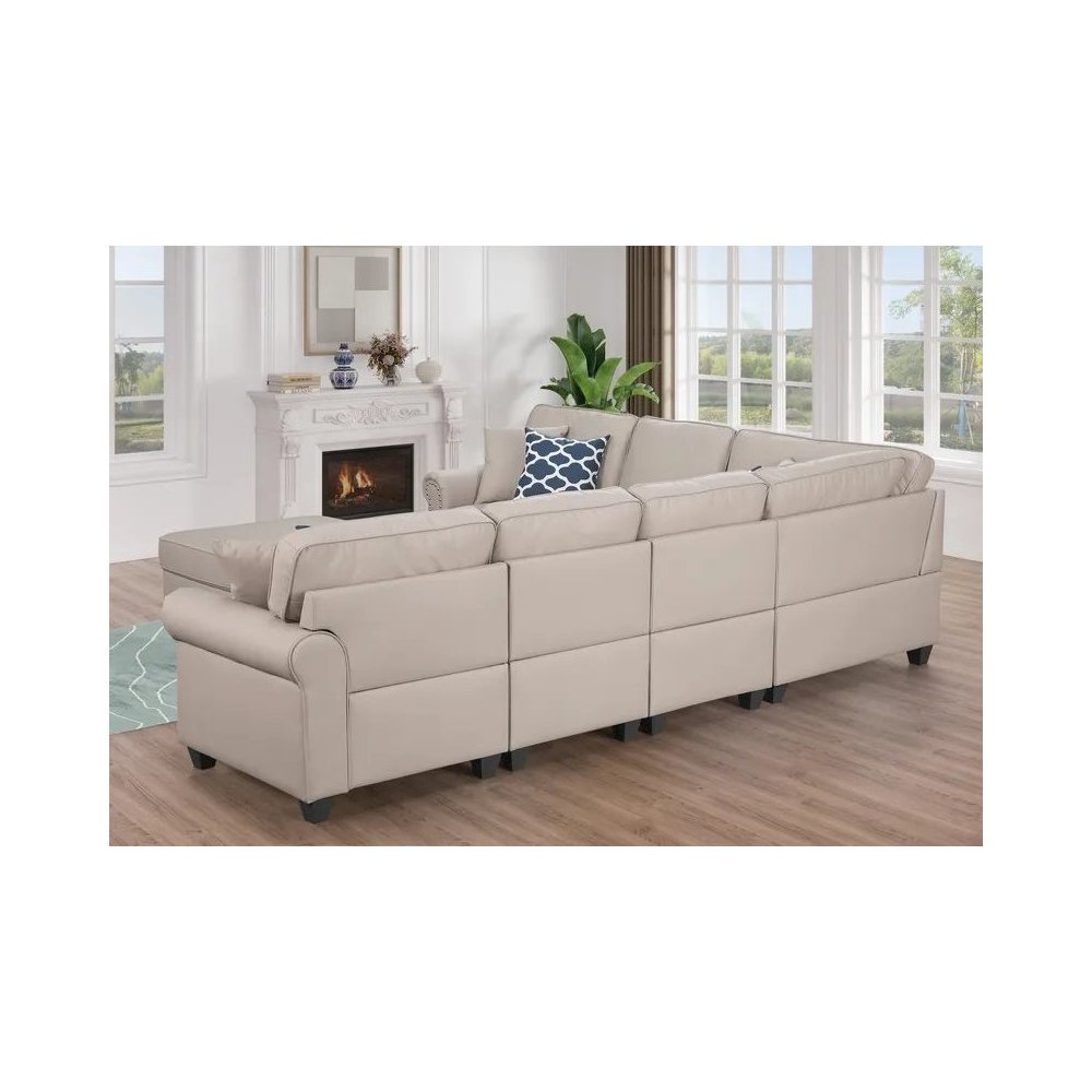 Bozhanka Artificial Leather Modular Sectional With Ottoman. Picture 6