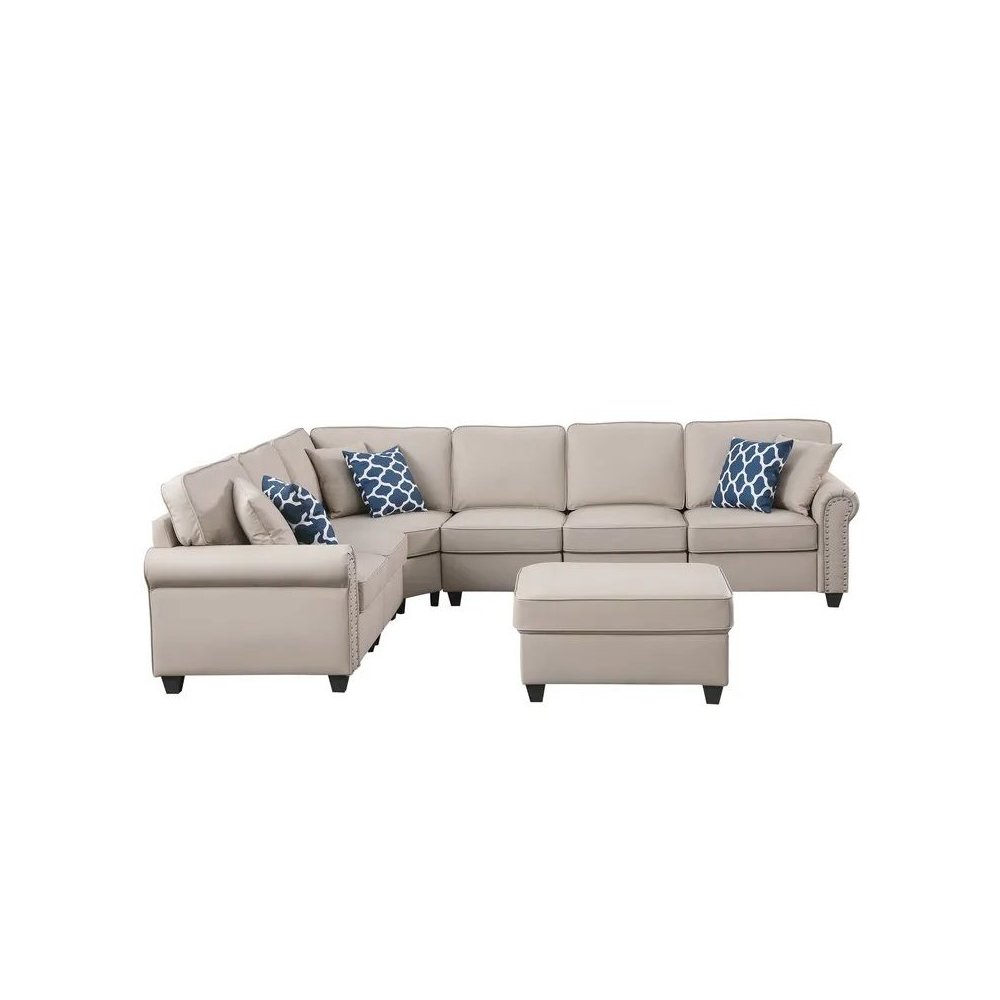 Bozhanka Artificial Leather Modular Sectional With Ottoman. Picture 3