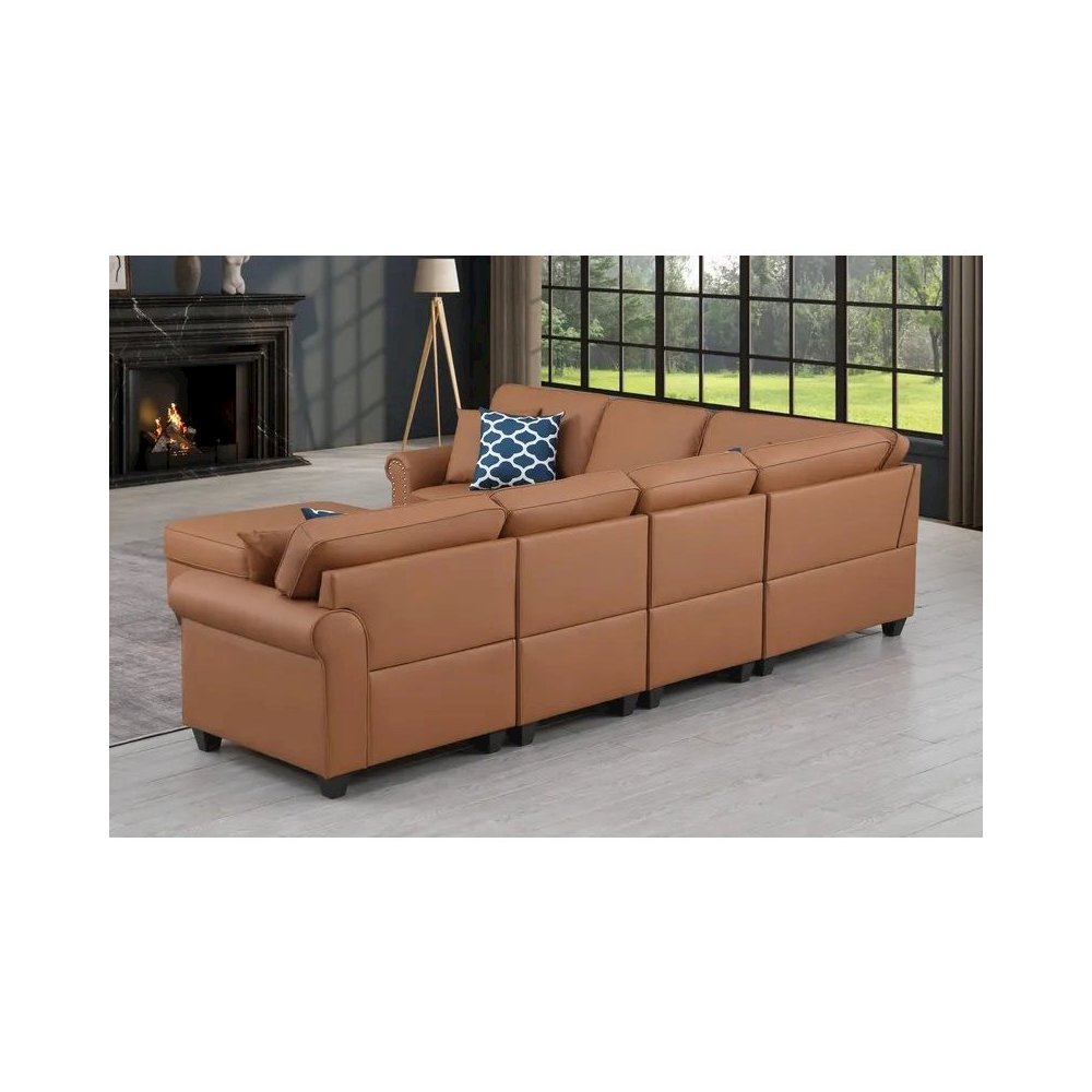 Bozhanka Artificial Leather Modular Sectional With Ottoman. Picture 7