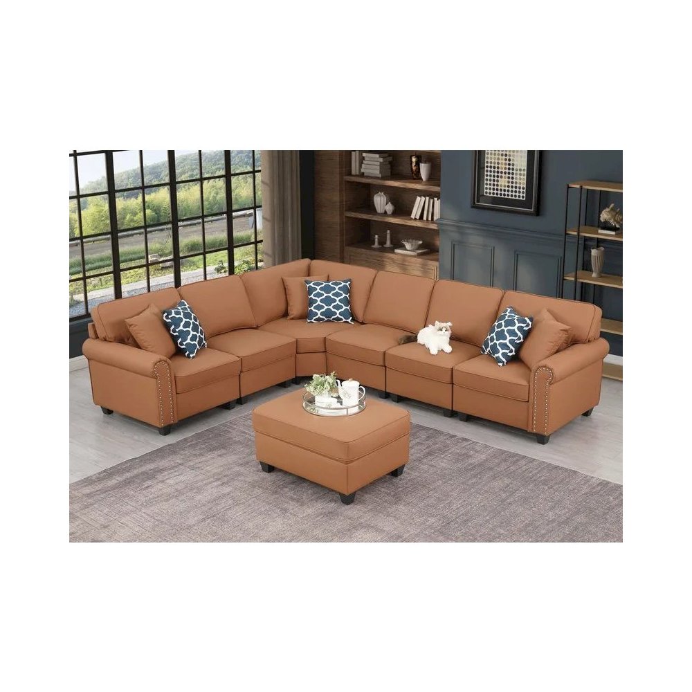 Bozhanka Artificial Leather Modular Sectional With Ottoman. Picture 5