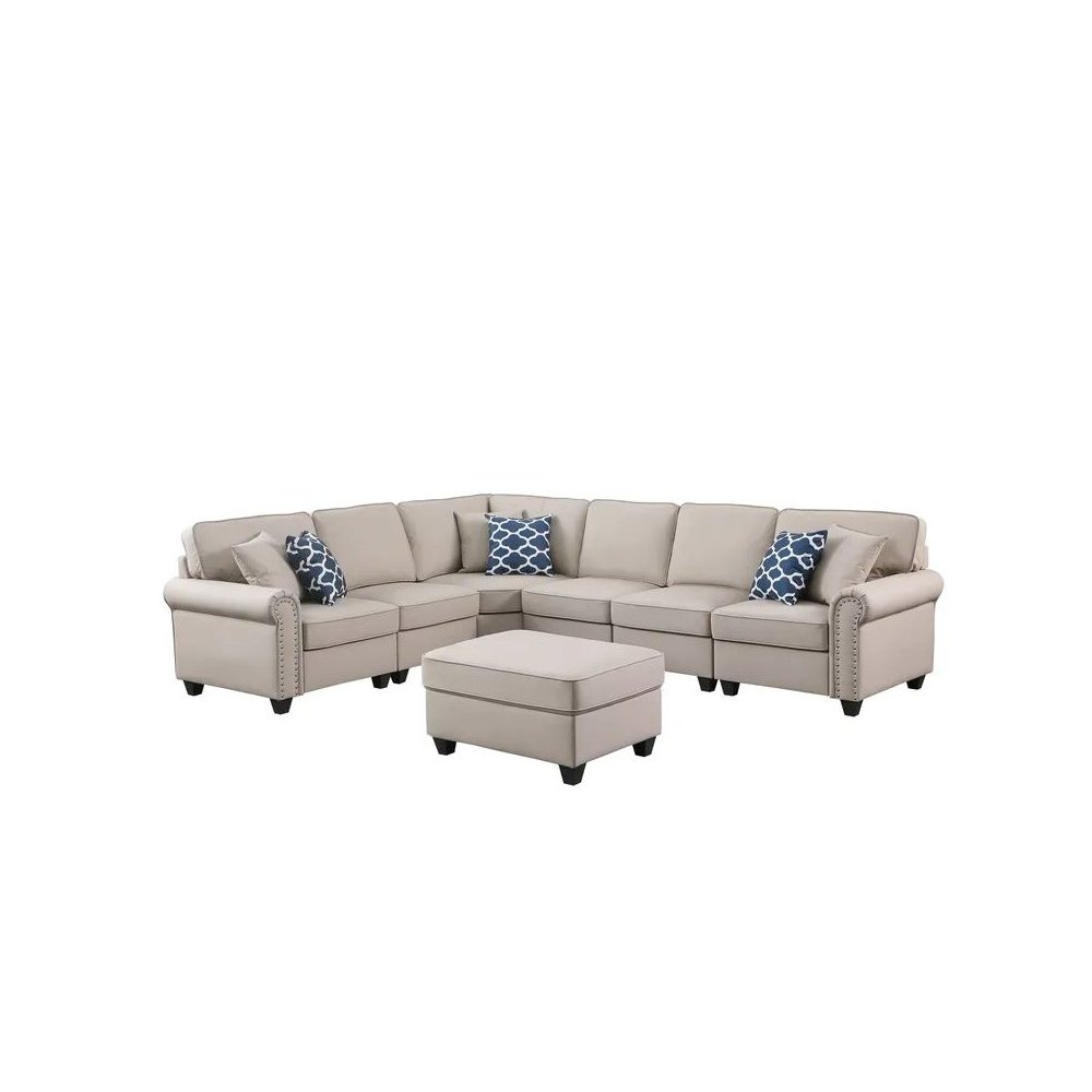 Bozhanka Artificial Leather Modular Sectional With Ottoman. Picture 1