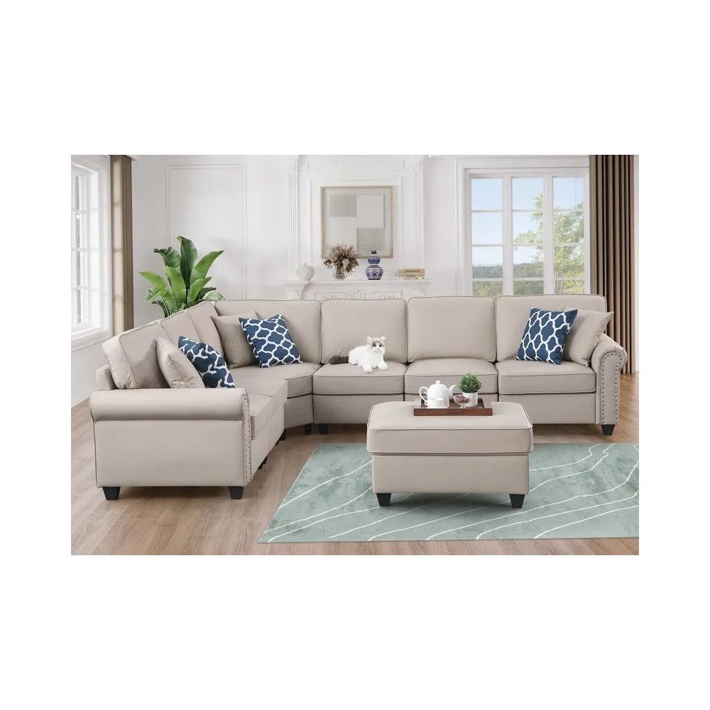Bozhanka Artificial Leather Modular Sectional With Ottoman. Picture 5