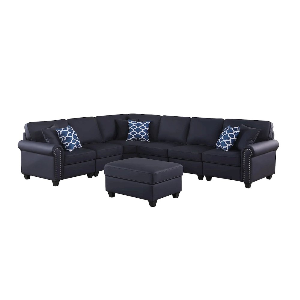 Bozhanka Artificial Leather Modular Sectional With Ottoman. Picture 1