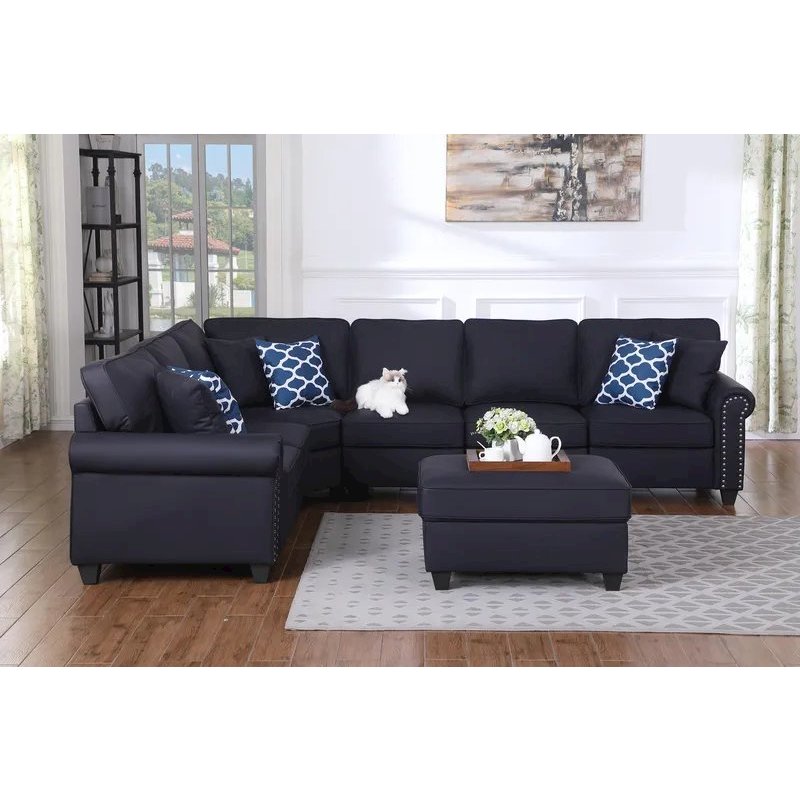 Bozhanka Artificial Leather Modular Sectional With Ottoman. Picture 7