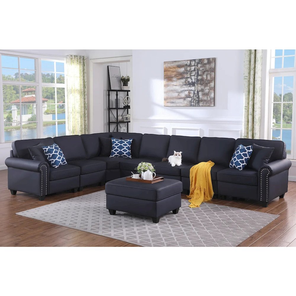 Bouke Artificial Leather Modular Sofa Sectional With Ottoman. Picture 5
