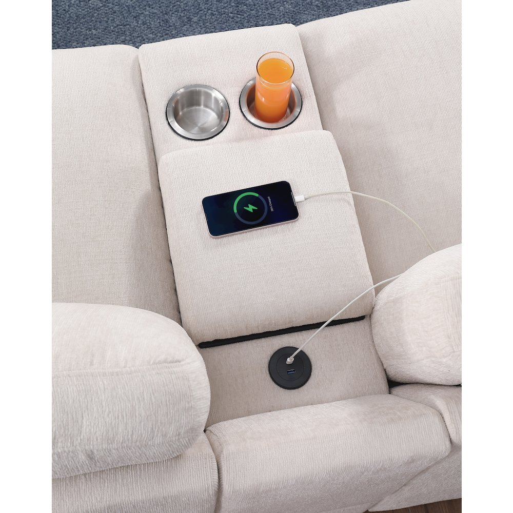 Bonaira Modular Sectional With Cupholder Console - Beige Chenille. Picture 3