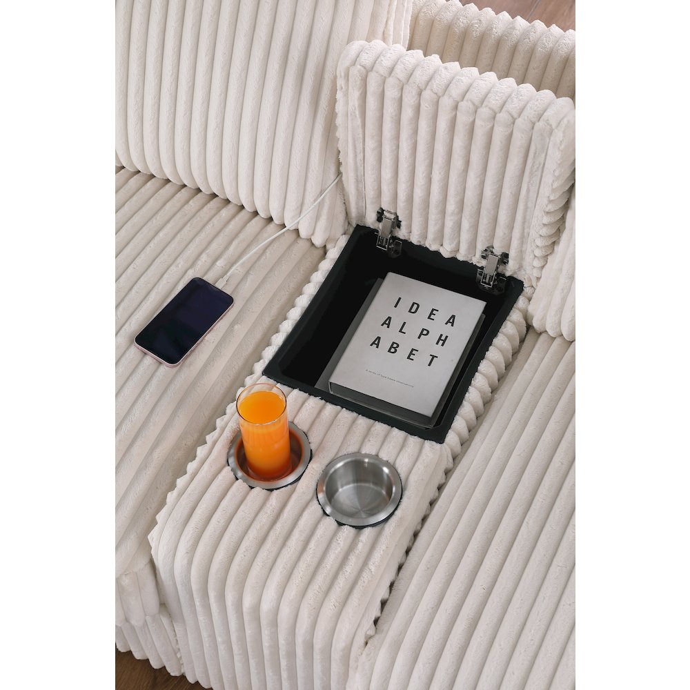 Bonaira Modular Sectional With Cupholder Console - Beige Polyester. Picture 3