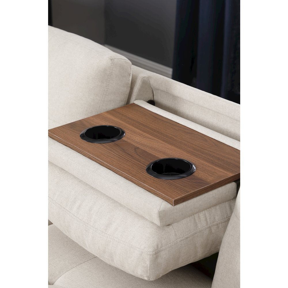 Devion Furniture Polyester Fabric Sectional Sofa with Ottoman-Beige. Picture 14