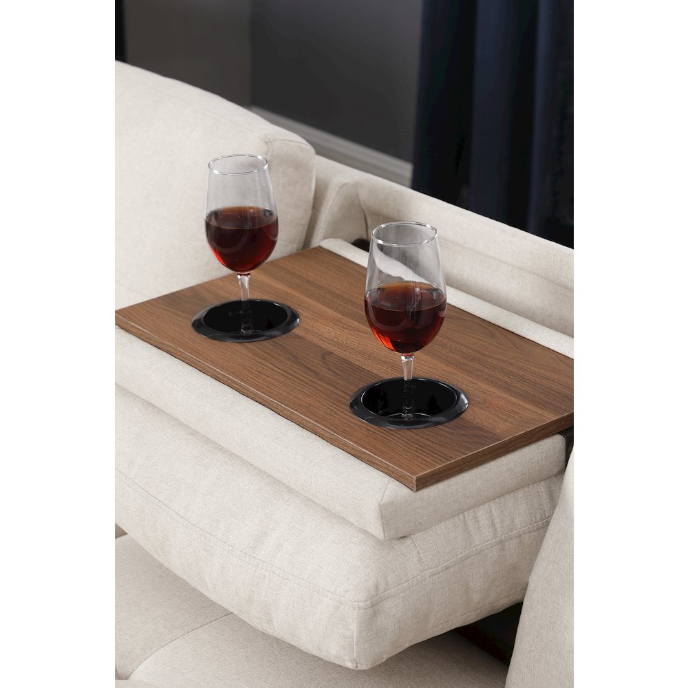 Devion Furniture Polyester Fabric Sectional Sofa with Ottoman-Beige. Picture 15