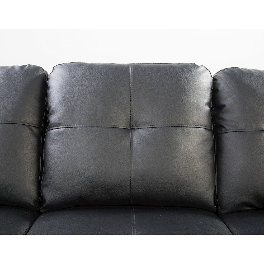 Devion Furniture Faux Leather Sectional Sofa with Ottoman-Black. Picture 3
