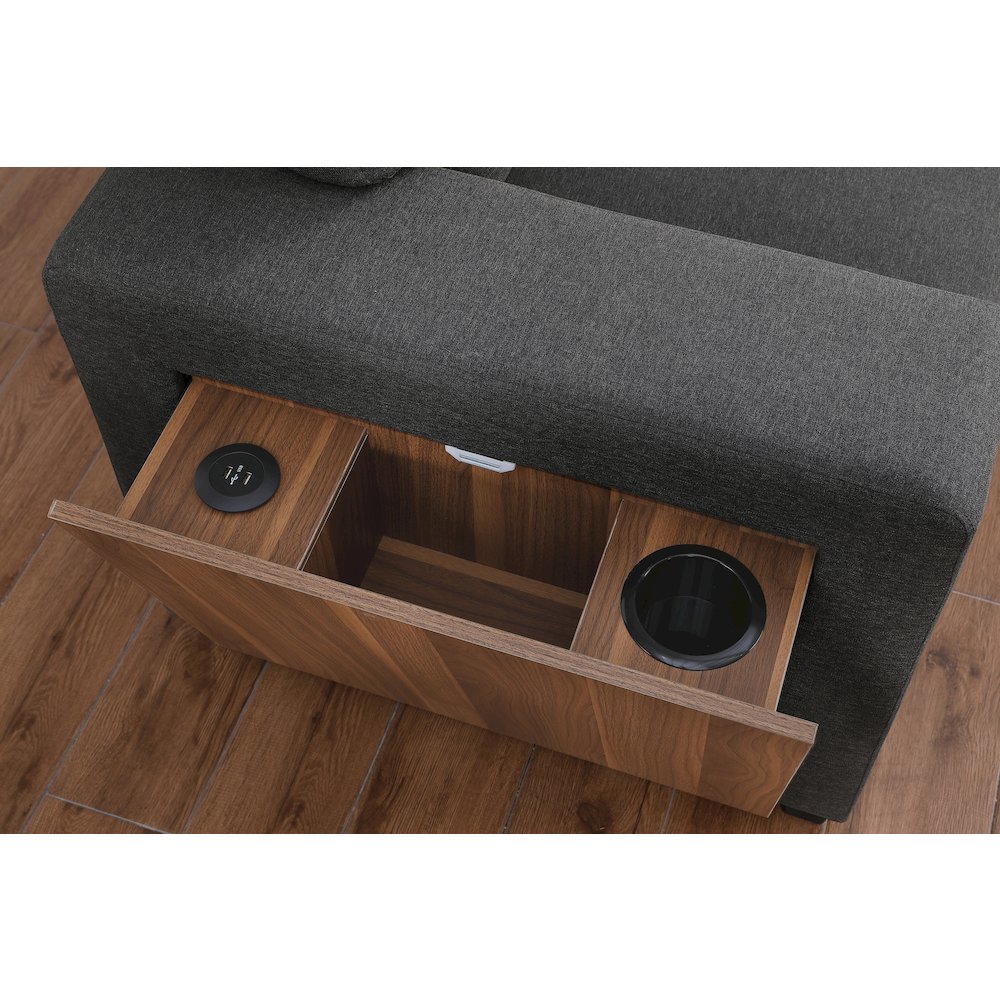 Fabric Reversible Modern Side Compartment Sleeper Sectional Sofa Bed-Dark Gray. Picture 4
