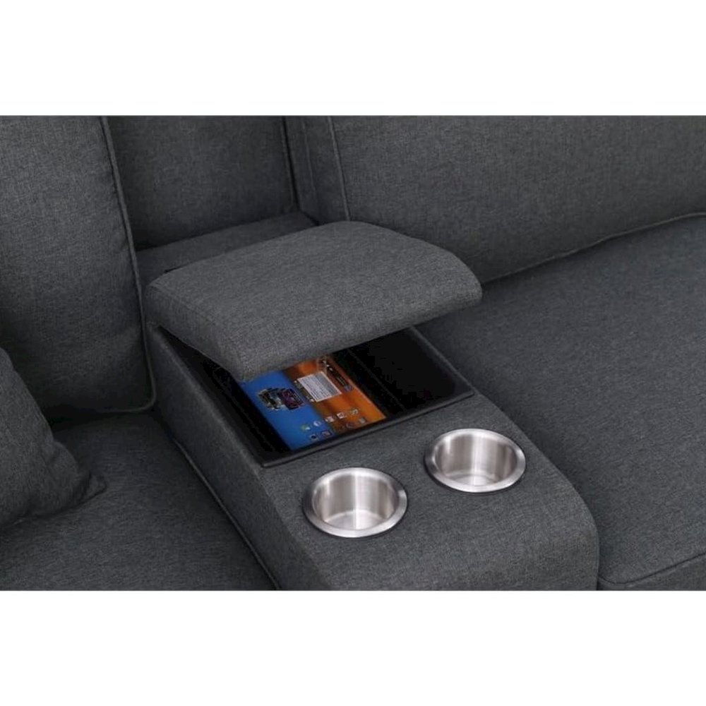 Dark Gray Sectional Couch With Ottoman, 8-Piece L Shaped Sofa. Picture 4