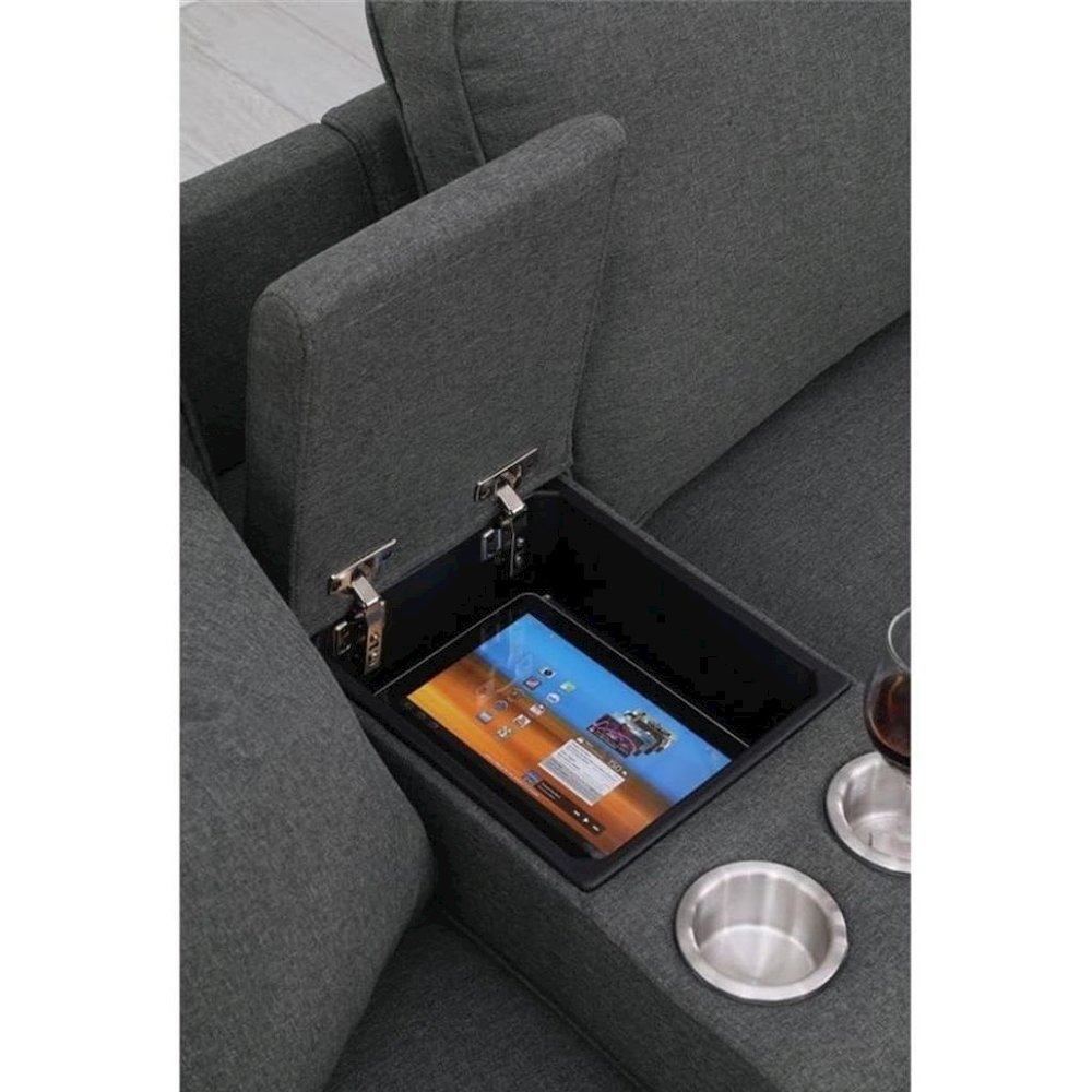 Dark Gray Sectional Couch With Ottoman, 8-Piece L Shaped Sofa. Picture 7