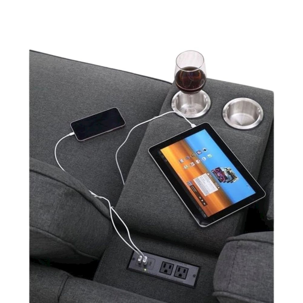 Dark Gray Sectional Couch With Ottoman, 8-Piece L Shaped Sofa. Picture 8