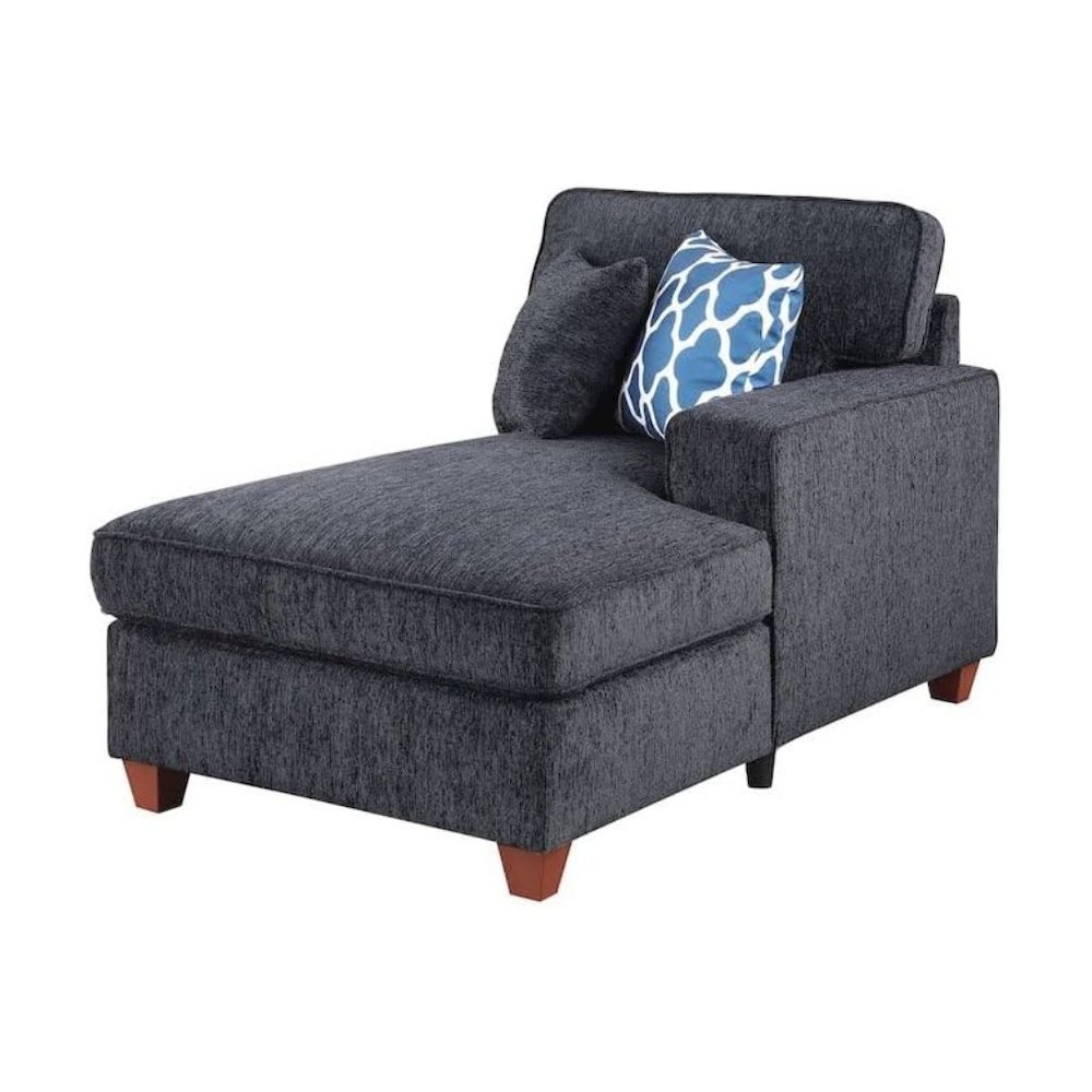 Black Chenille Couch Sectional With Ottoman, 7-Piece L Shaped Sofa Set. Picture 5