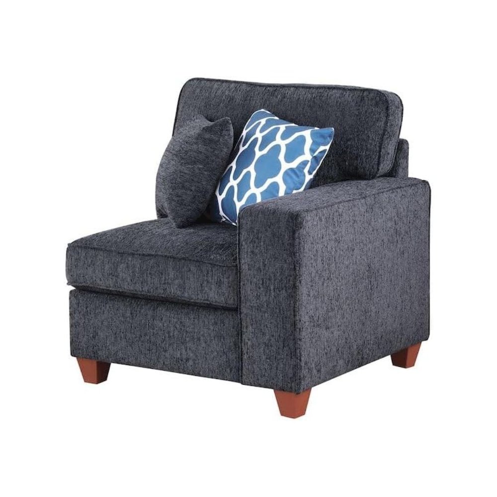 Black Chenille Couch Sectional With Ottoman, 7-Piece L Shaped Sofa Set. Picture 7