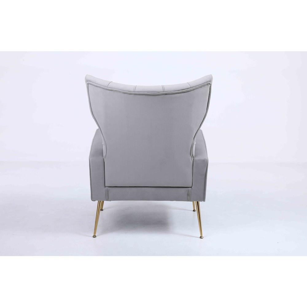 Tufted Cushions Accent Chair With Ottoman In Gray. Picture 4