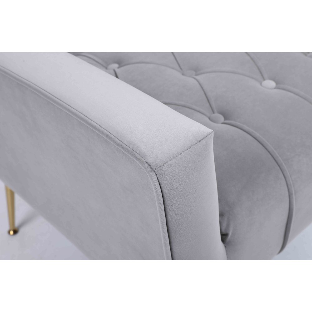 Tufted Cushions Accent Chair With Ottoman In Gray. Picture 5