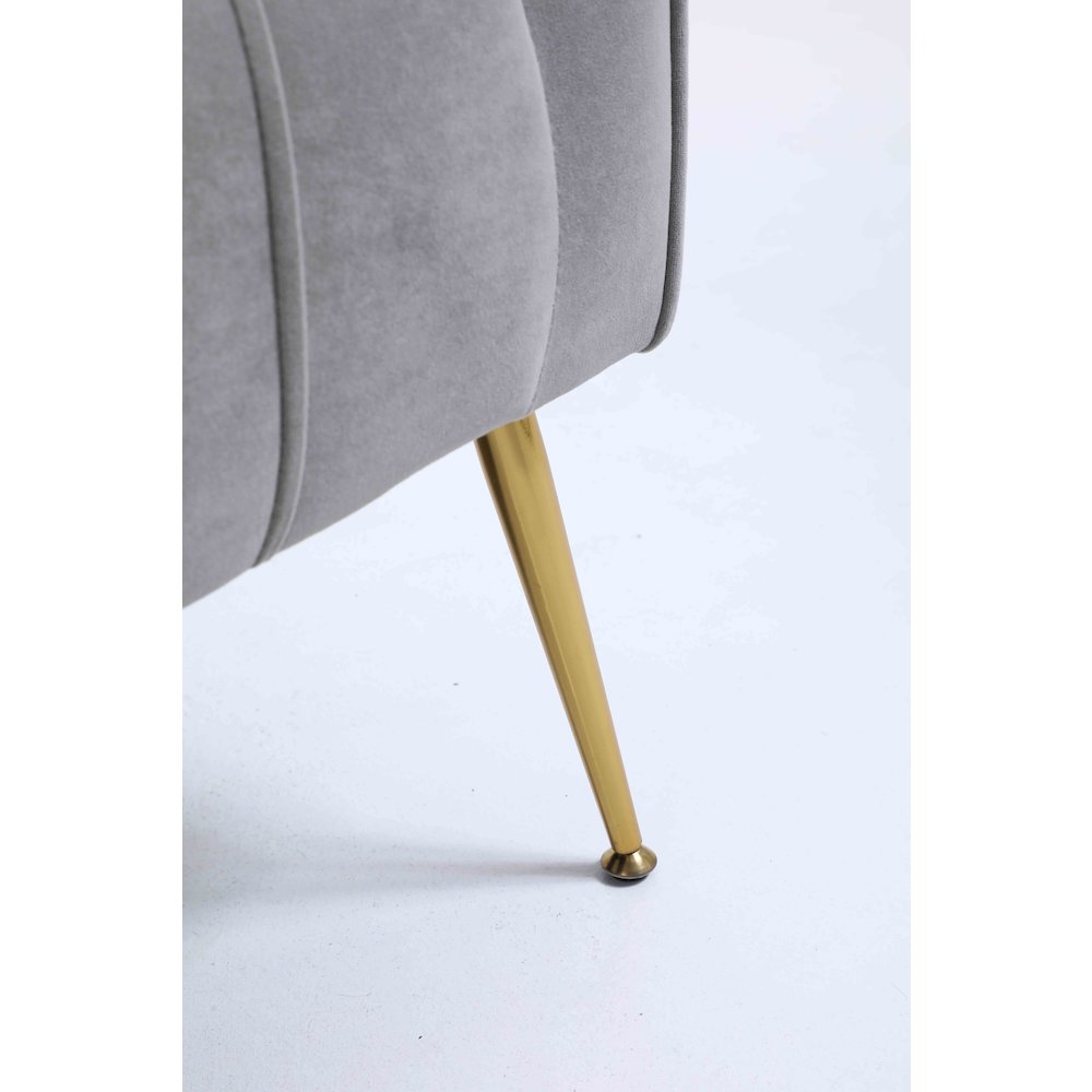 Tufted Cushions Accent Chair With Ottoman In Gray. Picture 6