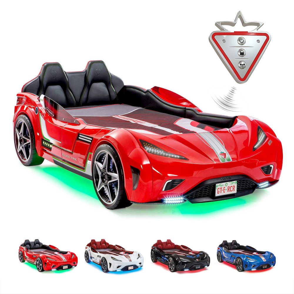 GTS EV Twin-Size Race Car Bed, Red - Remote Control, LED Lights, EV Sound FX. Picture 15