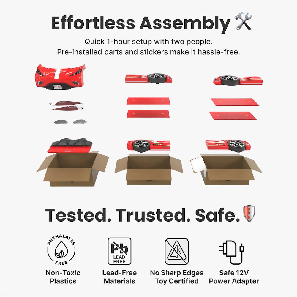 GTS EV Twin-Size Race Car Bed, Blue - Remote Control, LED Lights, EV Sound FX. Picture 14