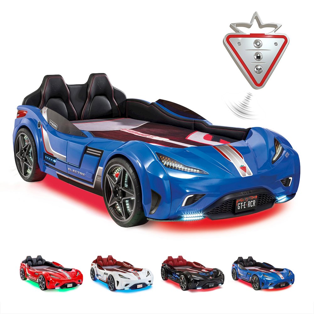 GTS EV Twin-Size Race Car Bed, Blue - Remote Control, LED Lights, EV Sound FX. Picture 15