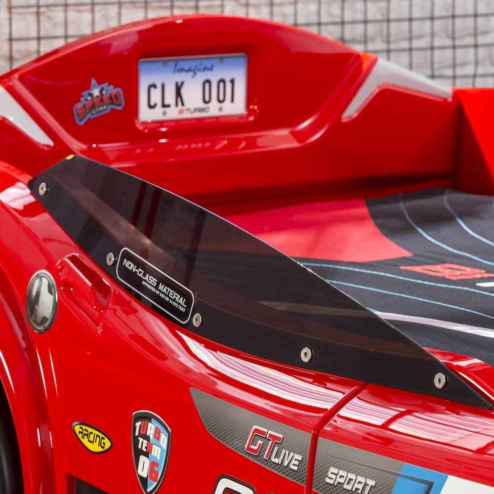 BiTurbo Twin-Size Race Car Bed, Red  - Remote Control, LED Lights, Sound FX. Picture 6