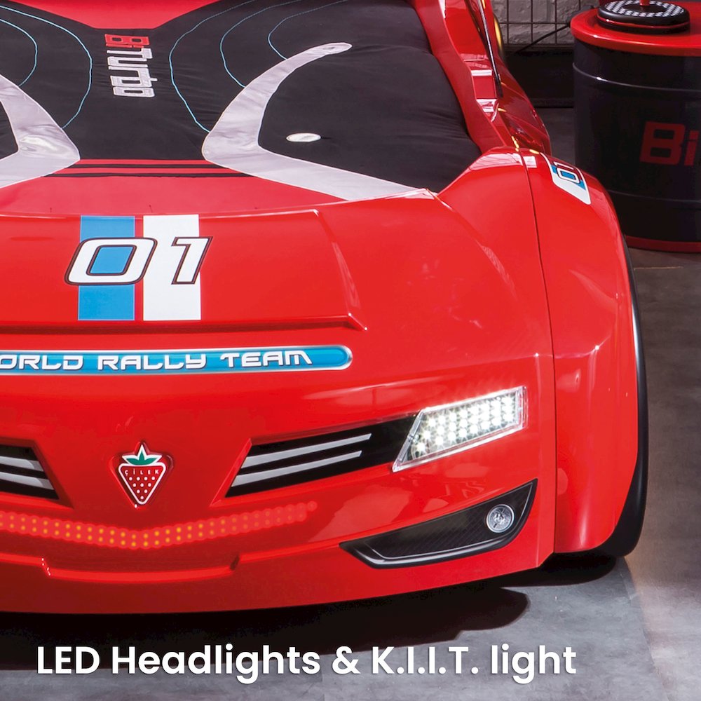 BiTurbo Twin-Size Race Car Bed, Red  - Remote Control, LED Lights, Sound FX. Picture 7