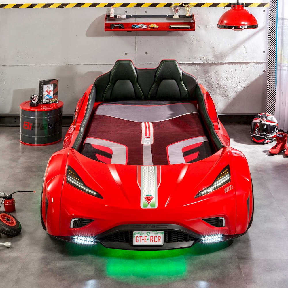 GTS EV Twin-Size Race Car Bed, Red - Remote Control, LED Lights, EV Sound FX. Picture 3