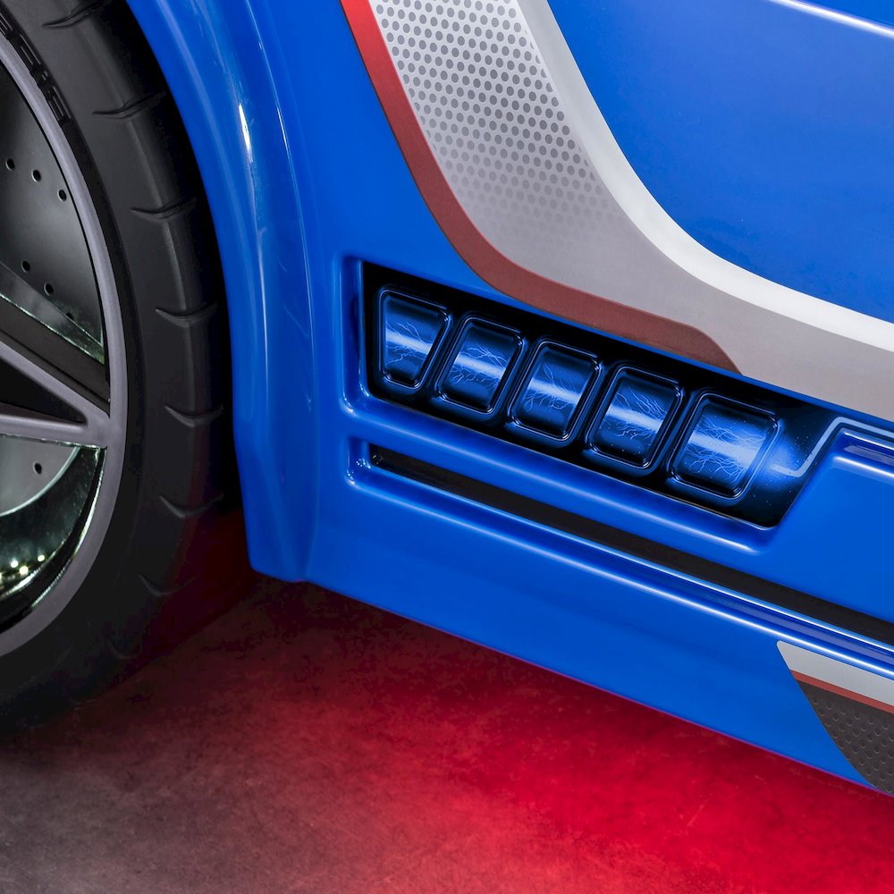 GTS EV Twin-Size Race Car Bed, Blue - Remote Control, LED Lights, EV Sound FX. Picture 7