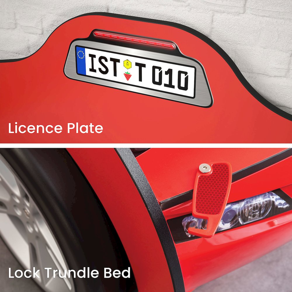 Race Cup Twin-Size Race Car Bed with Trundle Bed, Red - 3D Bumper. Picture 6