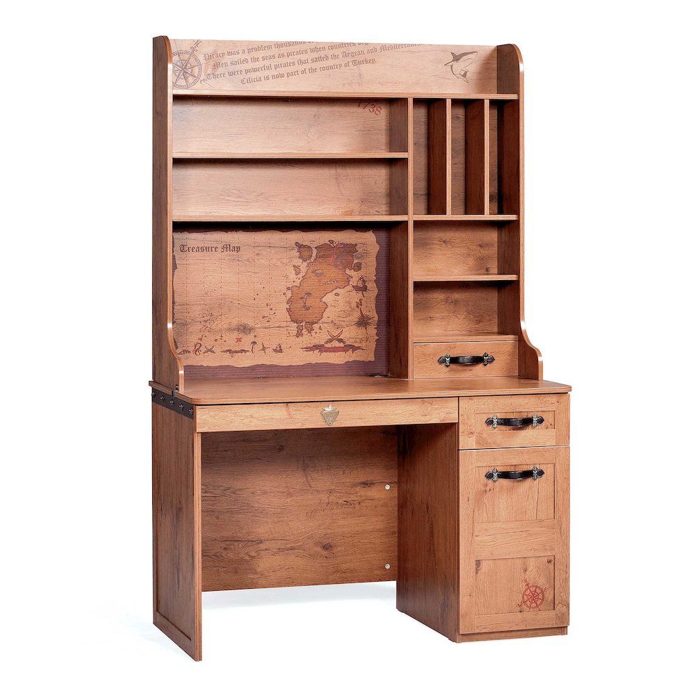 Pirate Study Desk & Hutch with Shelves and Cabinets. Picture 1