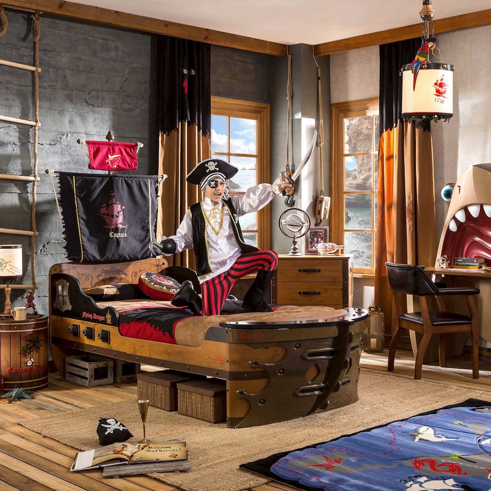 Pirate Twin-Size Captain’s Ship Bed with Sails and Deck. Picture 2