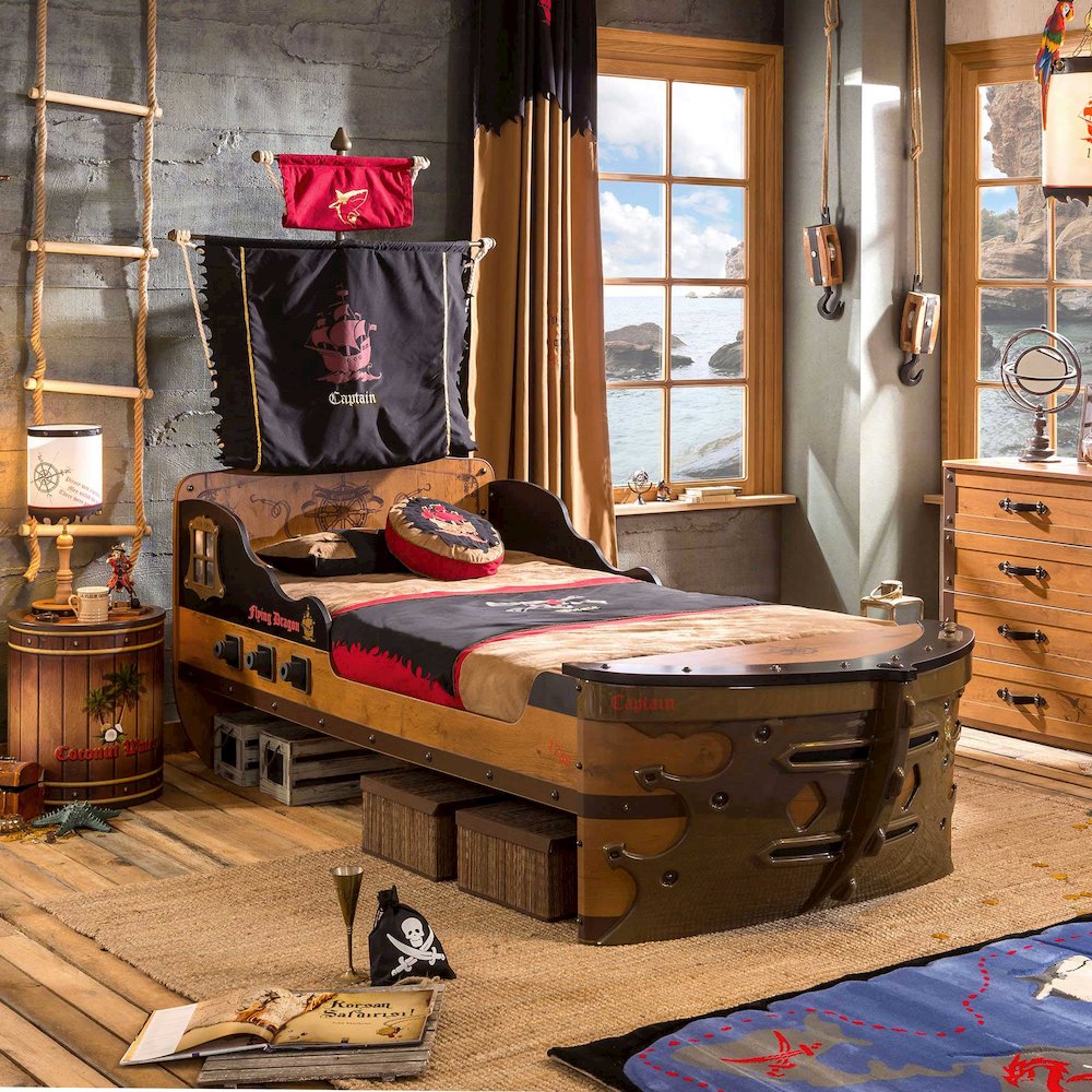 Pirate Twin-Size Captain’s Ship Bed with Sails and Deck. Picture 3