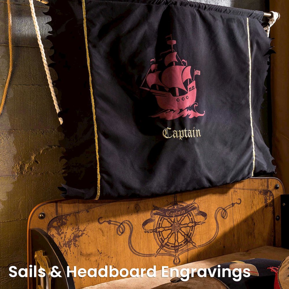 Pirate Twin-Size Captain’s Ship Bed with Sails and Deck. Picture 5
