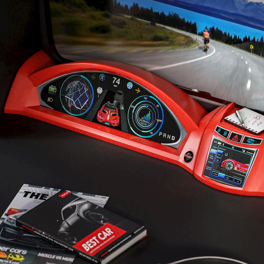 GTS EV Study Desk & Hutch with Cabinet, Car Dashboard Design. Picture 4