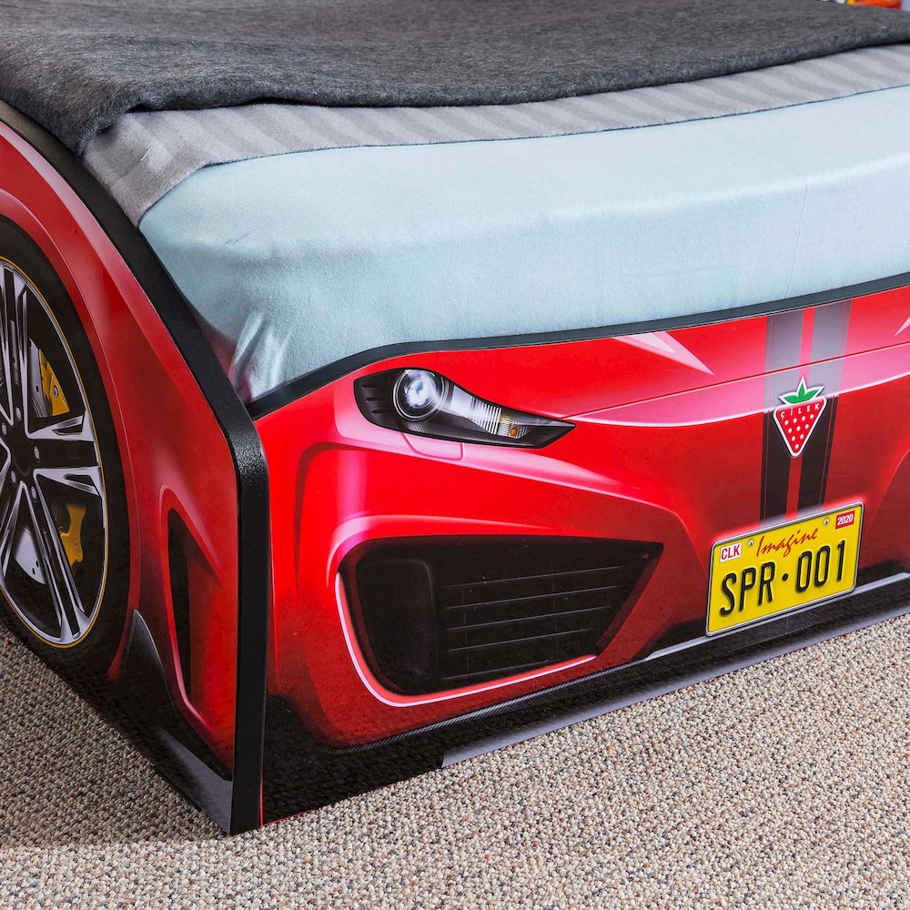 Spyder Toddle-Size Race Car Bed, Red - Realistic 3D Graphics, License Plate. Picture 2