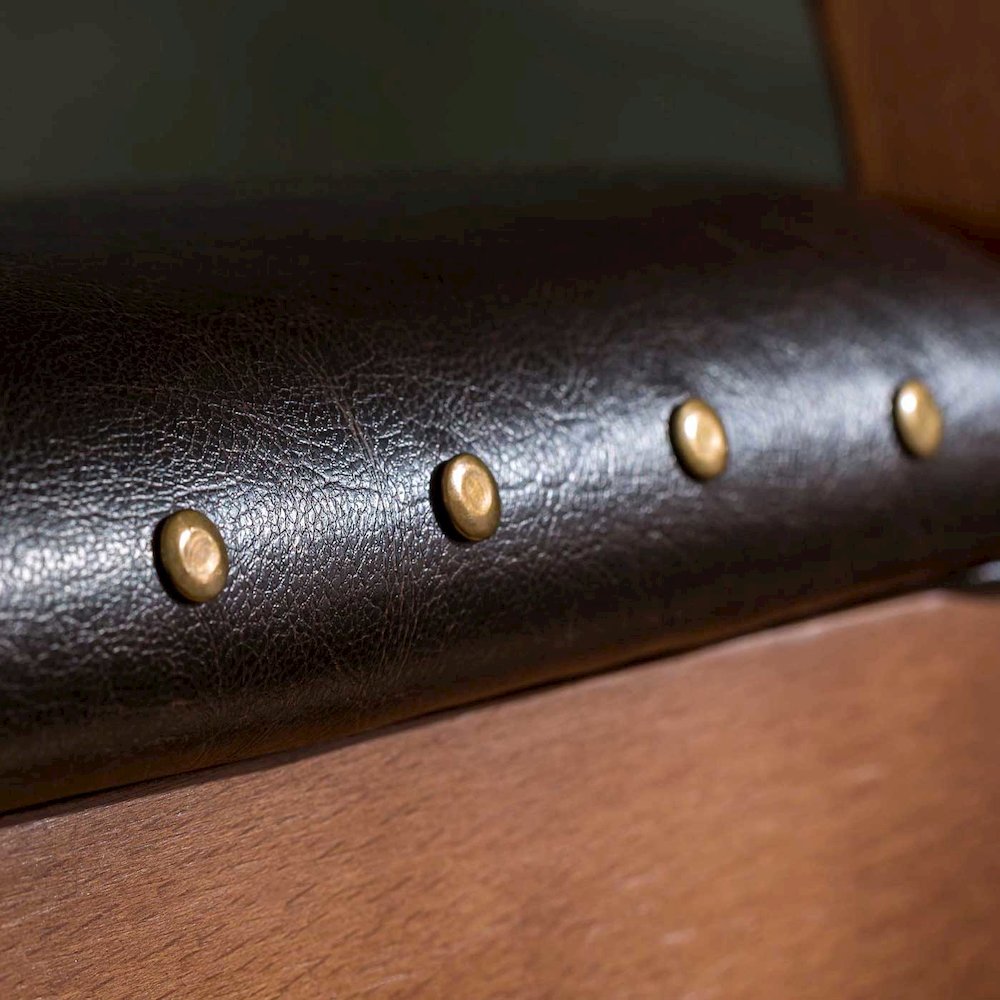 Pirate Brown Wooden Legged Leatherette Chair. Picture 3