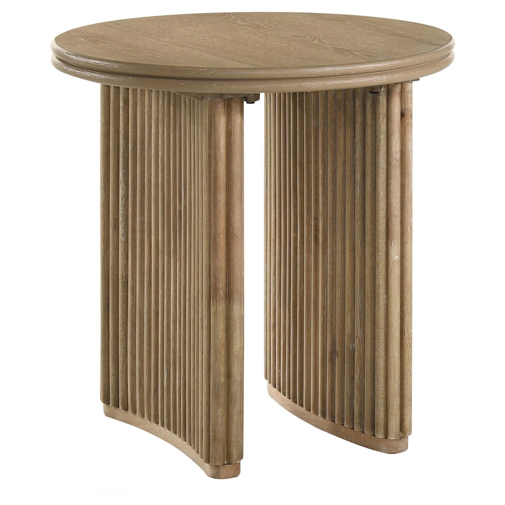 Adina 3-piece Round Coffee Table Set Distressed Light Brown. Picture 5