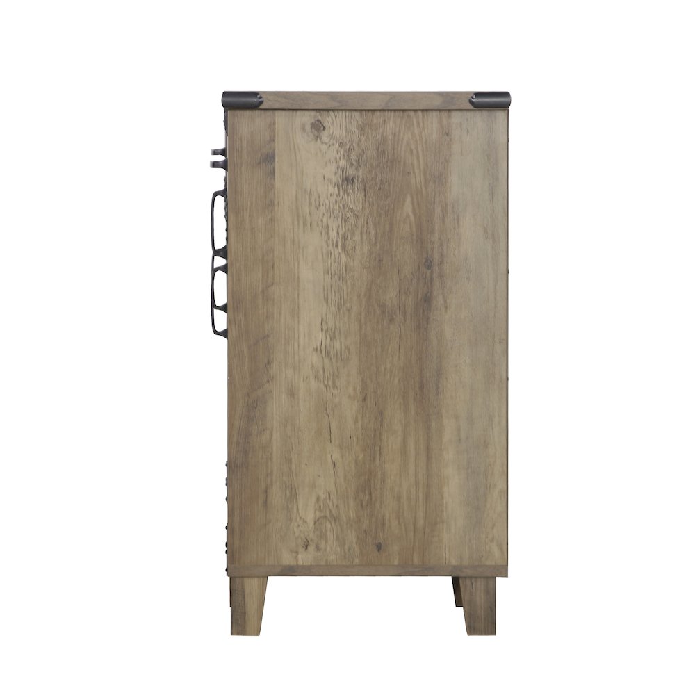 Oxford 4-Door Engineered Wood Credenza File Cabinet in Rustic Oak. Picture 5